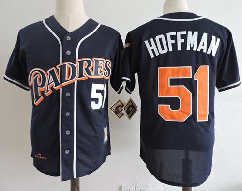 Mitchell And Ness 1998 Padres #51 Trevor Hoffman Navy Blue Throwback Stitched MLB Jersey